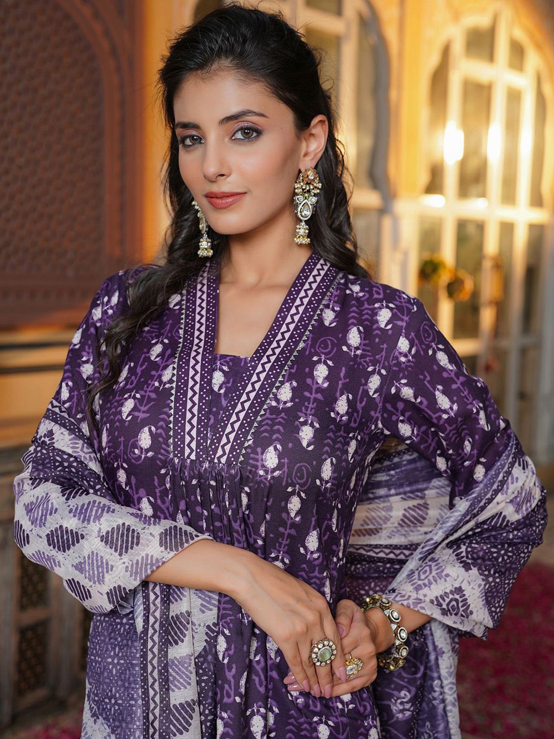 KALINI Women Paisley Printed Regular Kurta with Palazzos & Dupatta