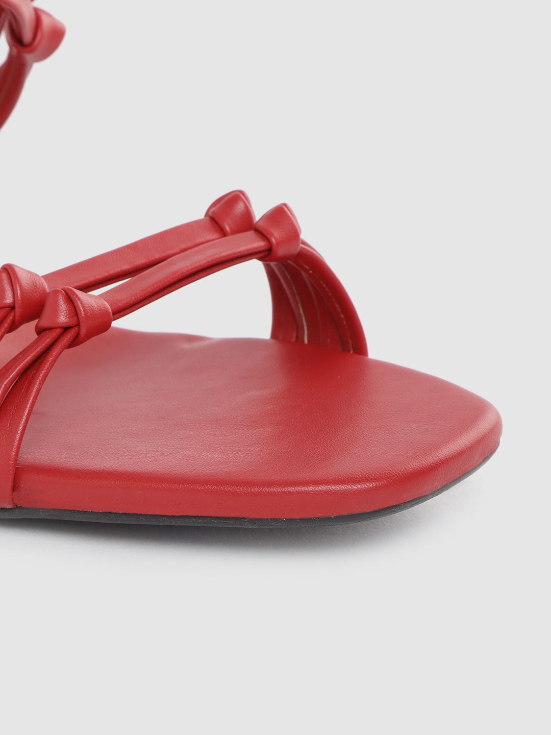 DressBerry Women Red Knot Detail Block Heels