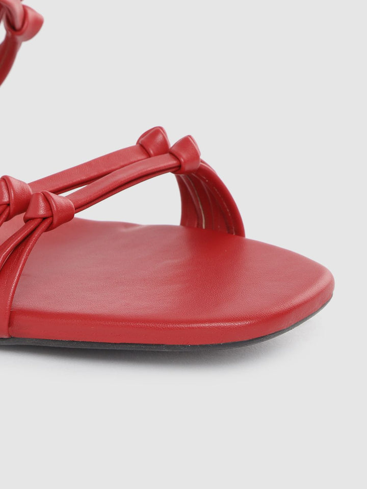 DressBerry Women Red Knot Detail Block Heels