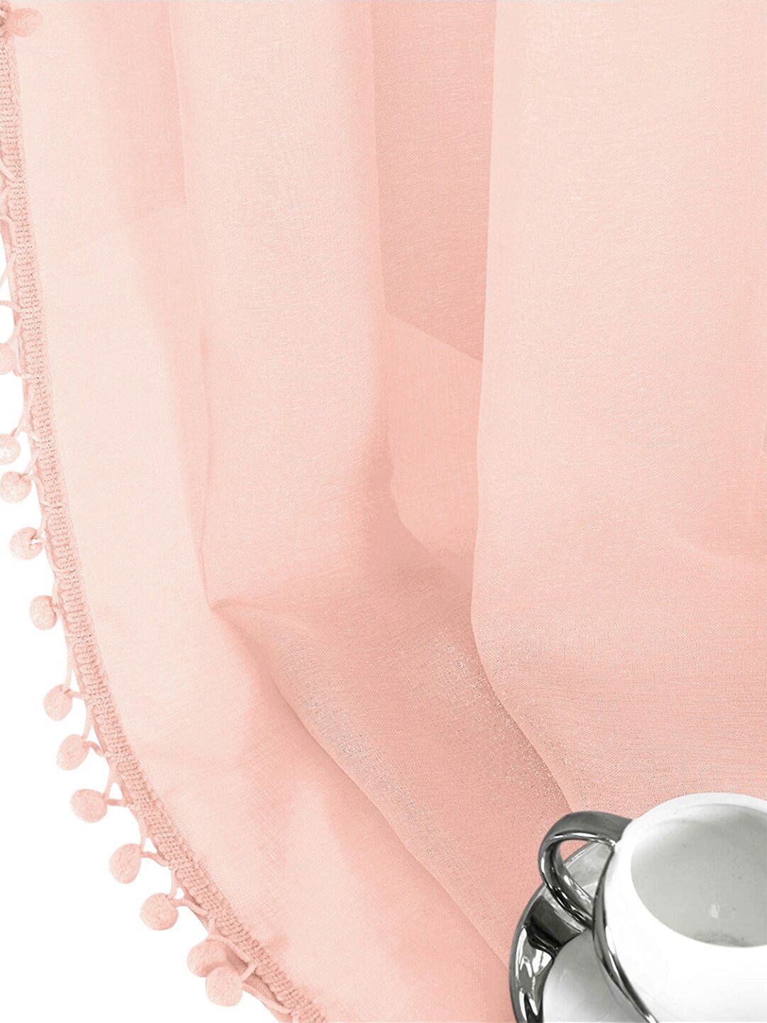 URBAN SPACE Pink 2-Piece Linen Sheer Window Curtains
