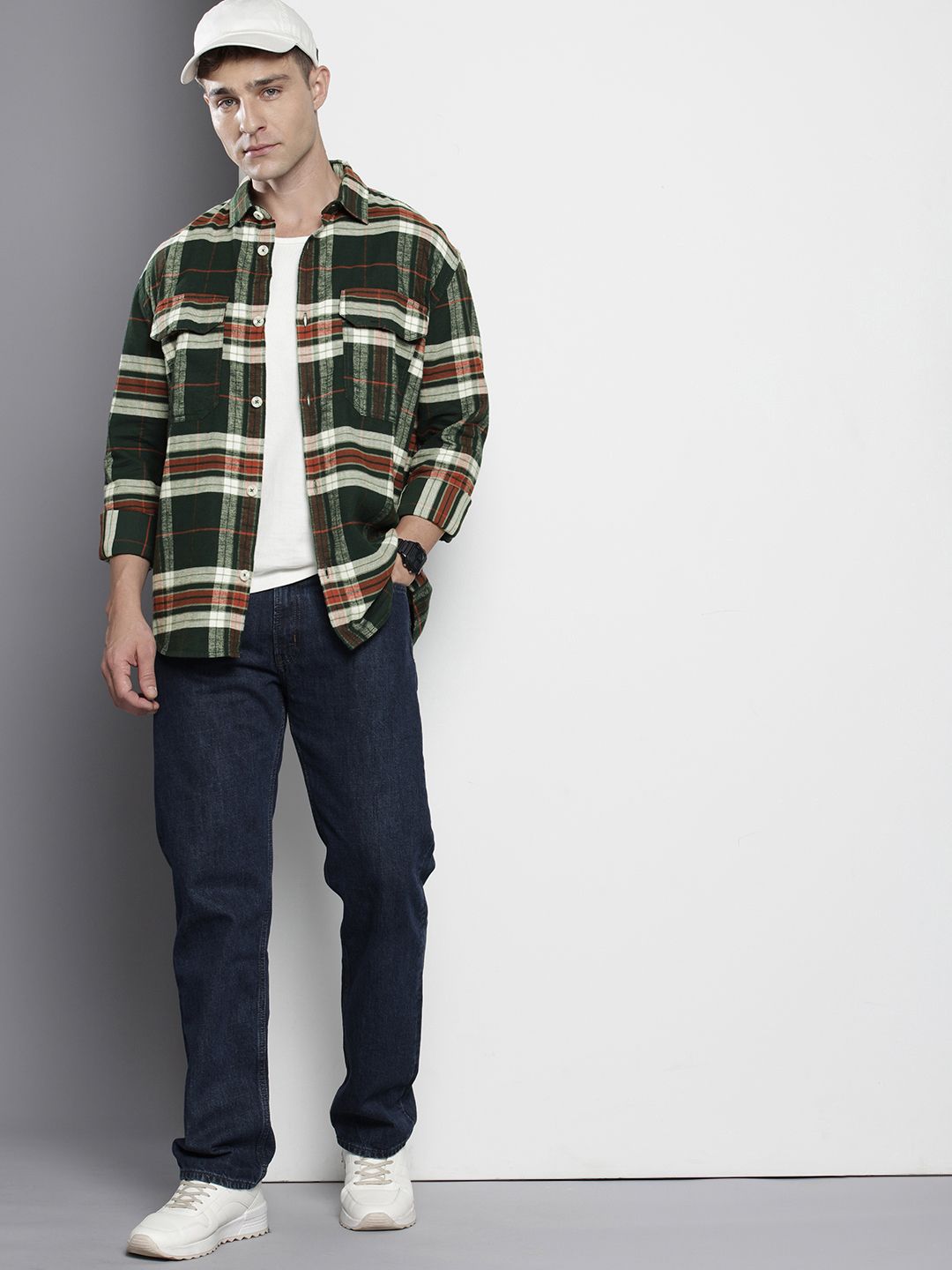 The Indian Garage Co Men Regular Fit Checkered Double Flap Casual Shirt