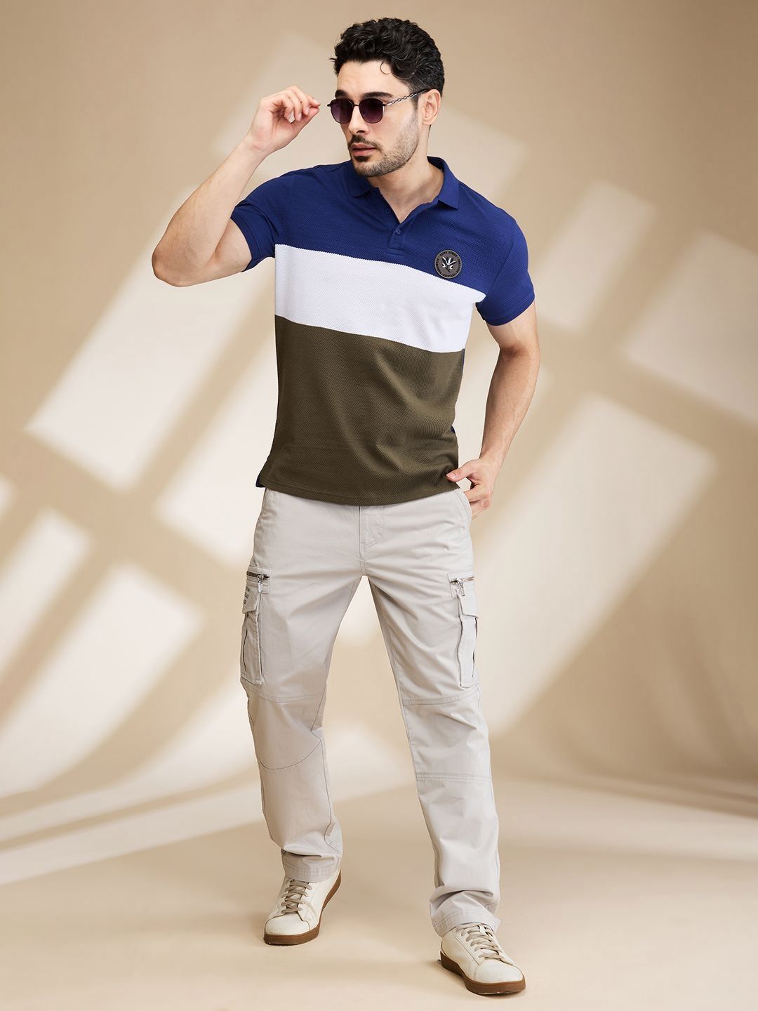 Being Human Men Colourblocked Polo Collar T-shirt