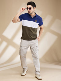 Being Human Men Colourblocked Polo Collar T-shirt