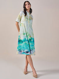 AND Tie and Dye Print Shirt Dress
