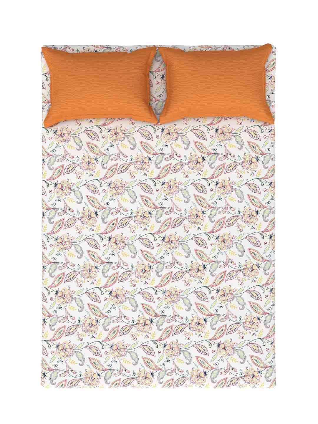 TRIDENT Vivid Caramel HE Flat 144TC Queen Cotton Bedsheet Set