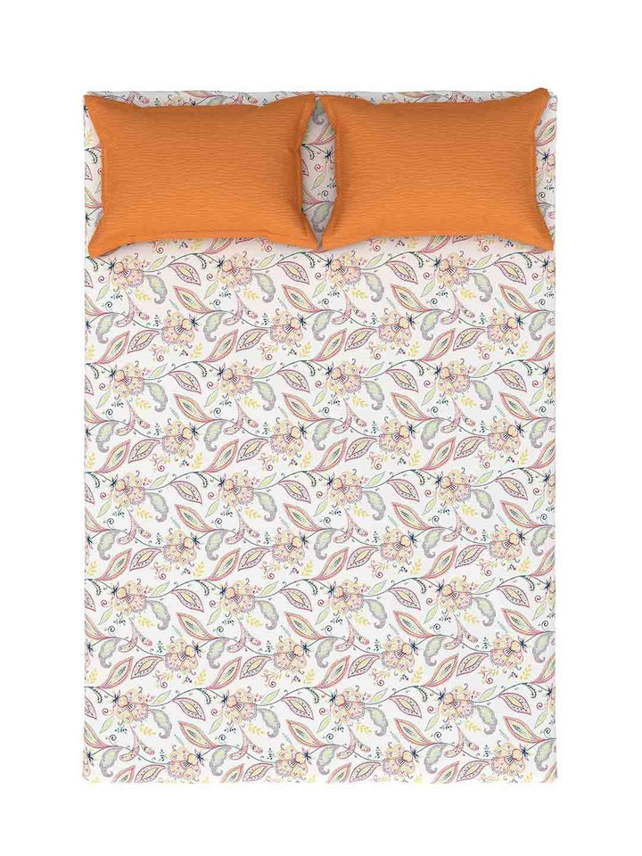 TRIDENT Vivid Caramel HE Flat 144TC Queen Cotton Bedsheet Set