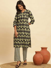 W Ethnic Motifs Printed Pure Cotton Straight Kurta With Trouser