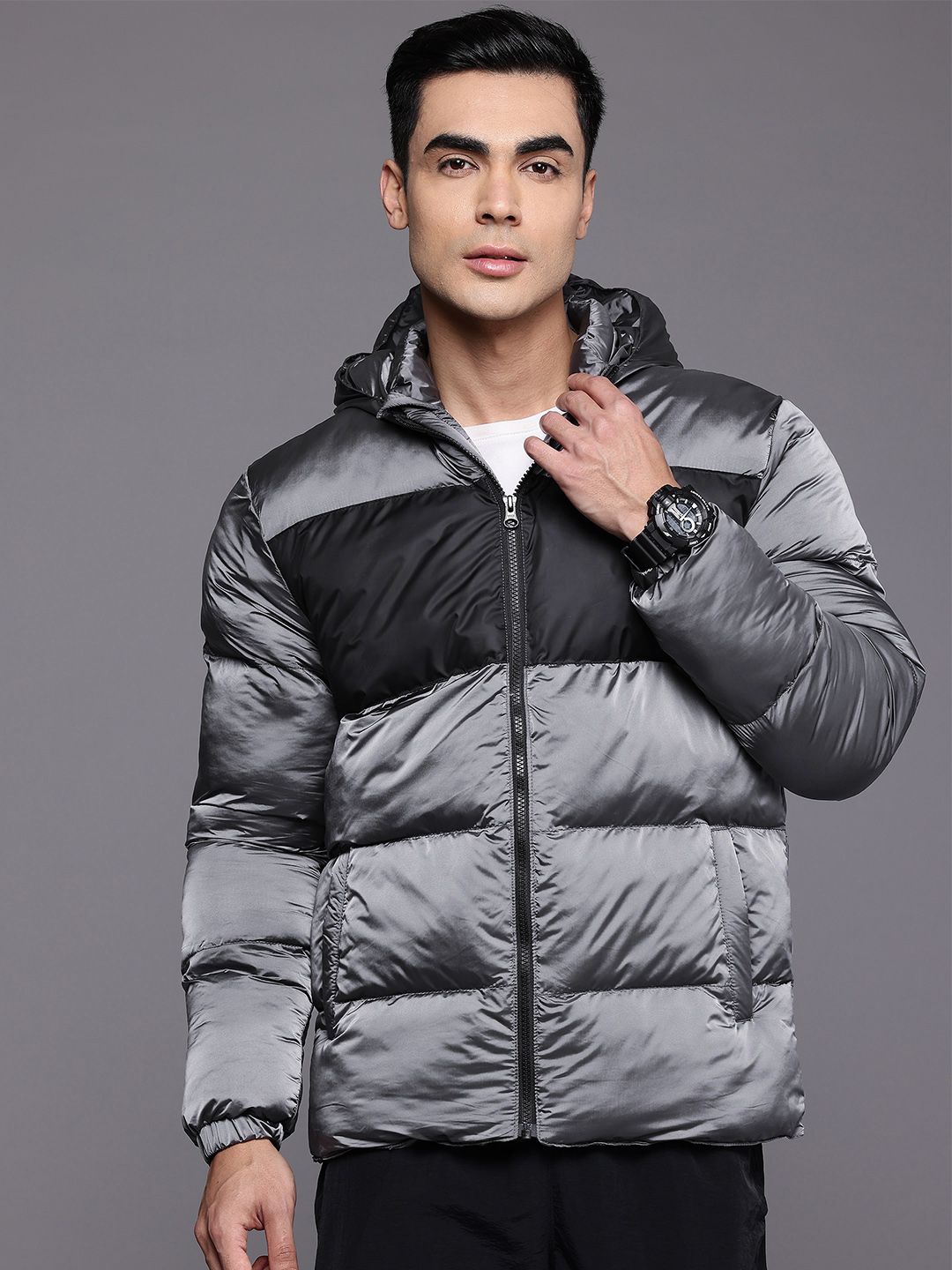 HRX by Hrithik Roshan Rapid-Dry Colourblocked Outdoor Puffer Jacket