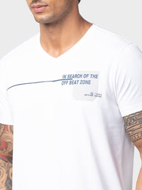 SPYKAR Men Typography V-Neck Cotton T-shirt