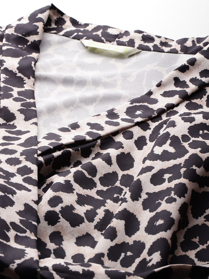 DressBerry Animal Print Midi Wrap Dress