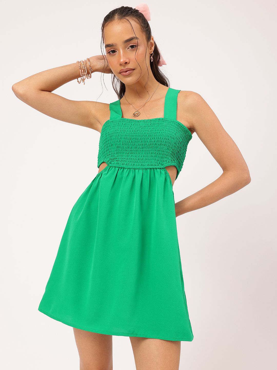 DressBerry Gently Hot Shoulder Straps Smock Cut-Out Mini Dress