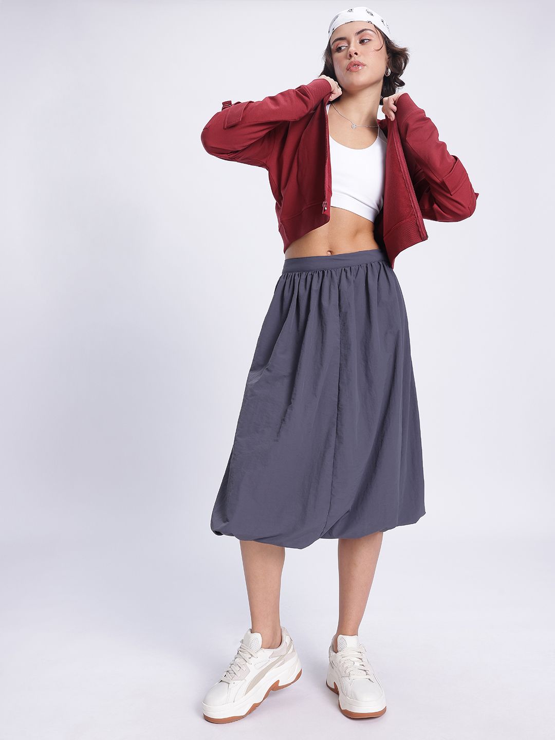 DressBerry Pockets Detail Hooded Crop Sweatshirt