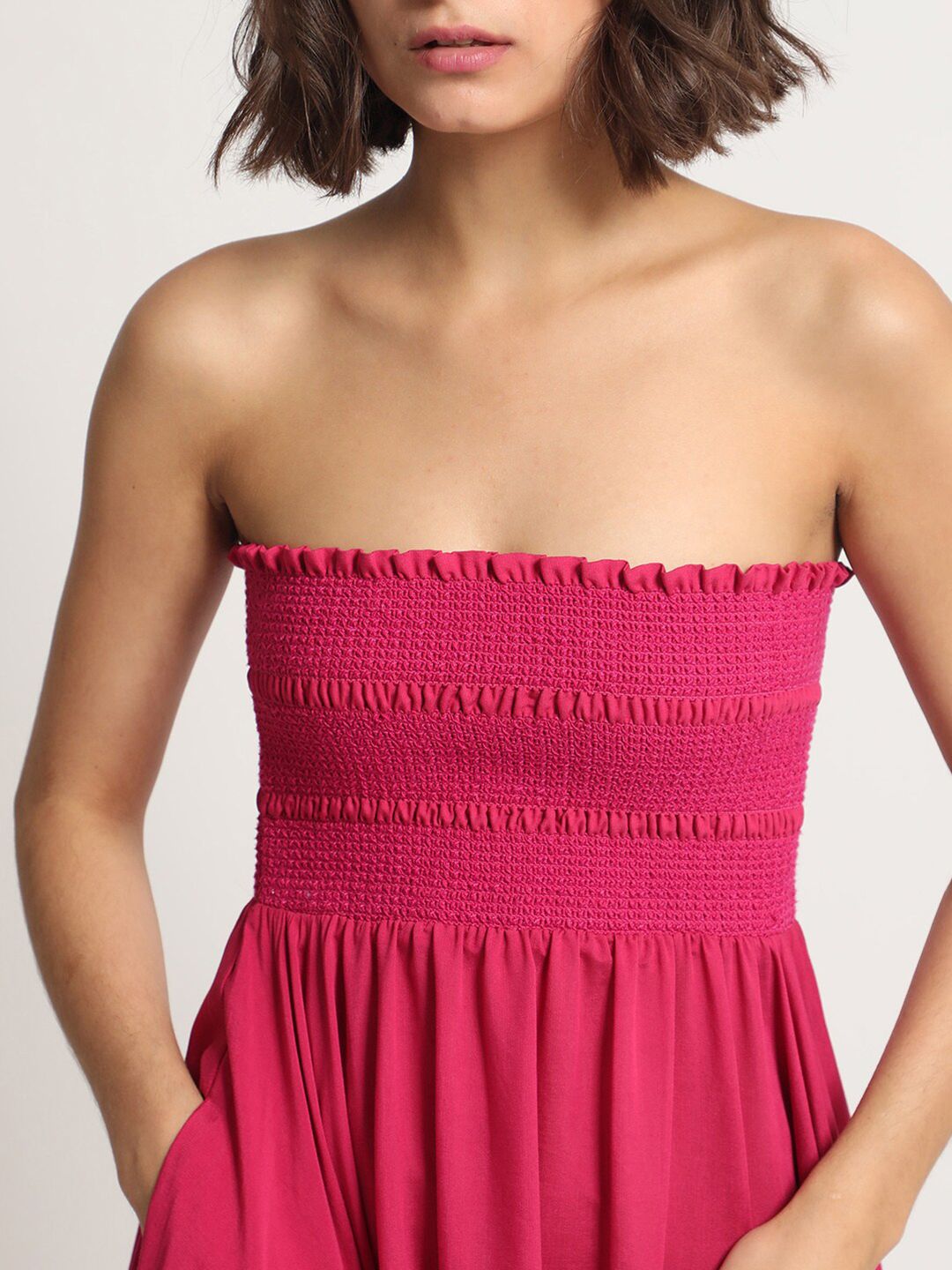 RAREISM Off-Shoulder Smocked Tube Dress