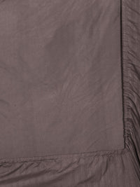 KLOTTHE Brown Striped Cotton 300 TC Fitted Super King Fine Bedsheet with 2 Pillow Covers-270 x 270 cm