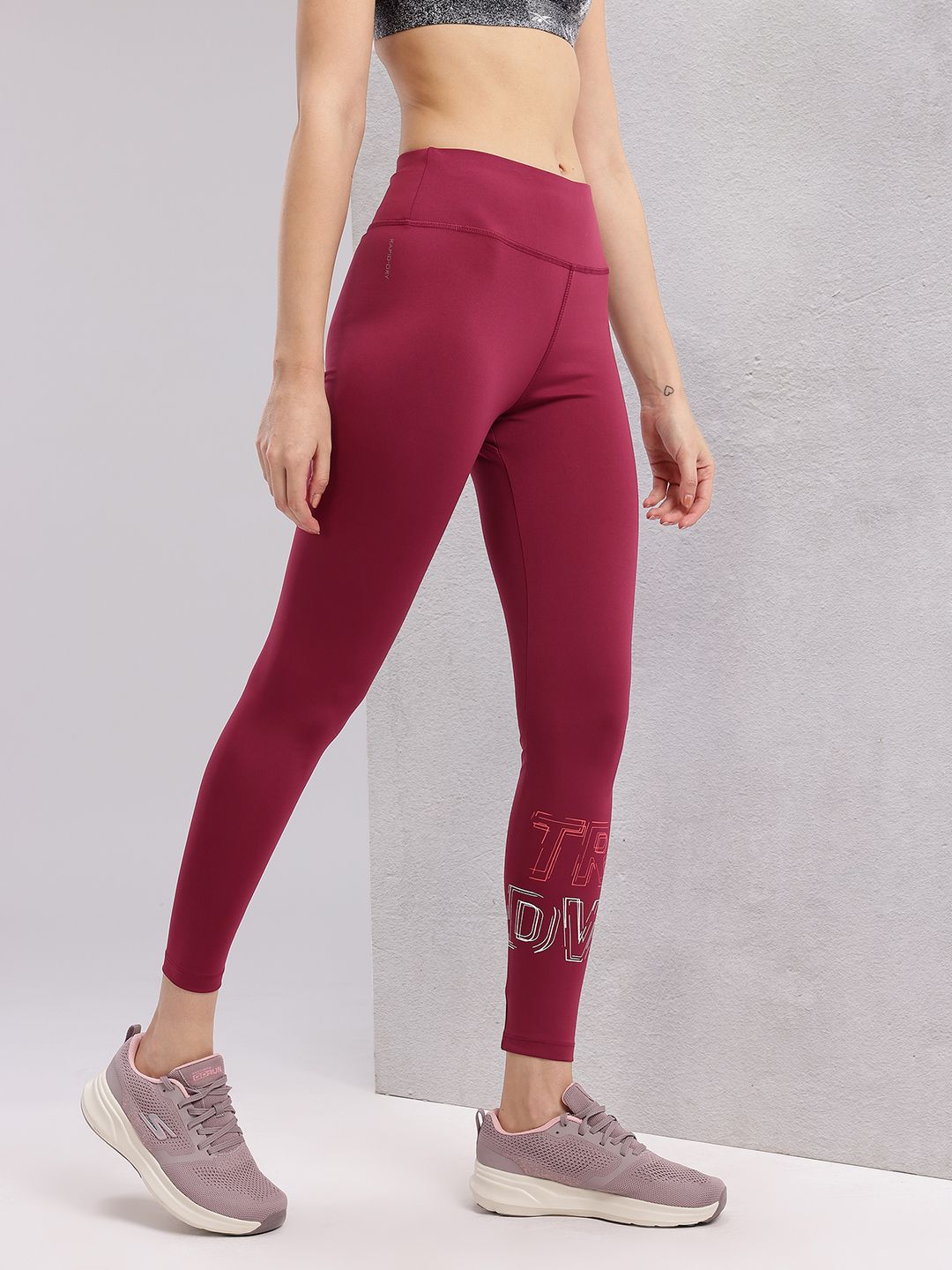 HRX by Hrithik Roshan Women Mid-Rise Typography Print Rapid-Dry Training Tights
