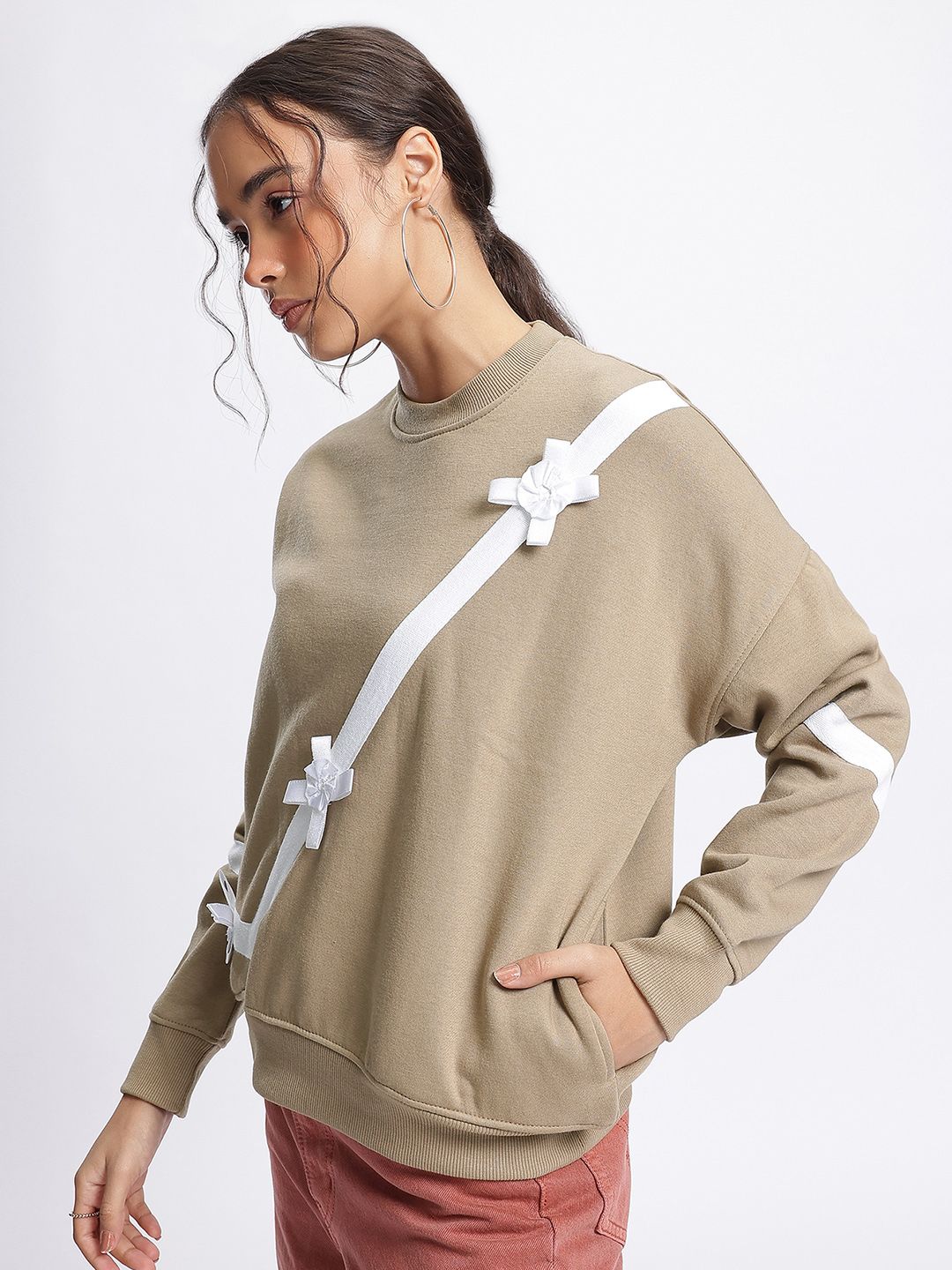 DressBerry Luxe Ribbon Trim Sweatshirt