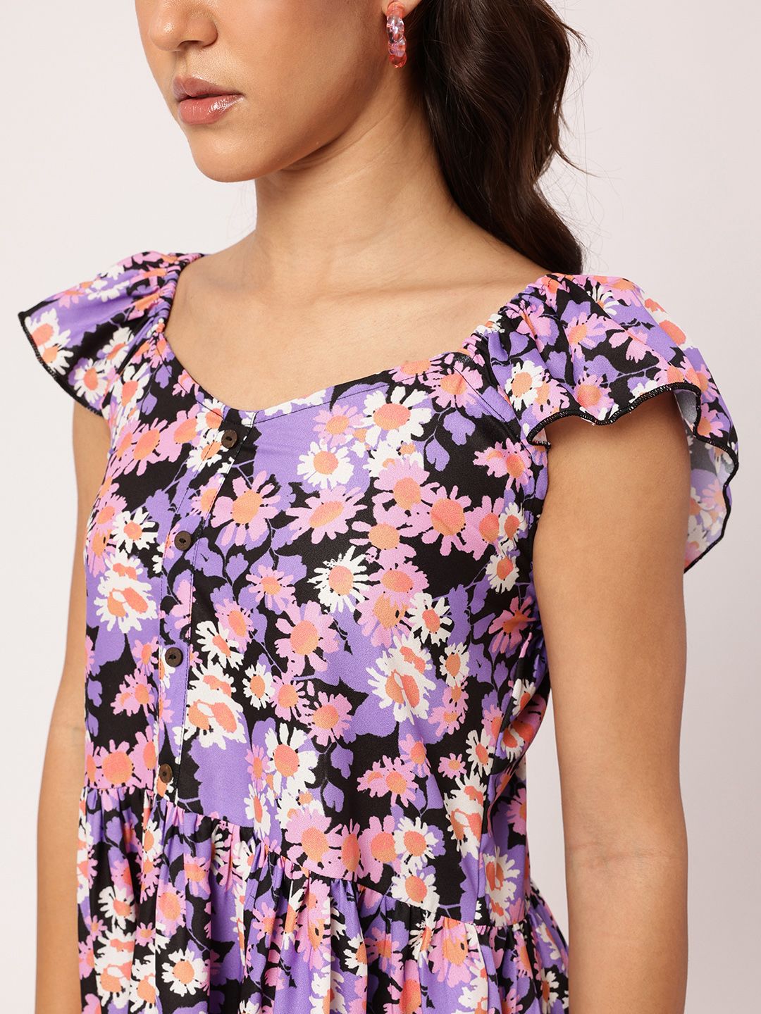 DressBerry Flattering Fun Floral Printed A-Line Mini Dress