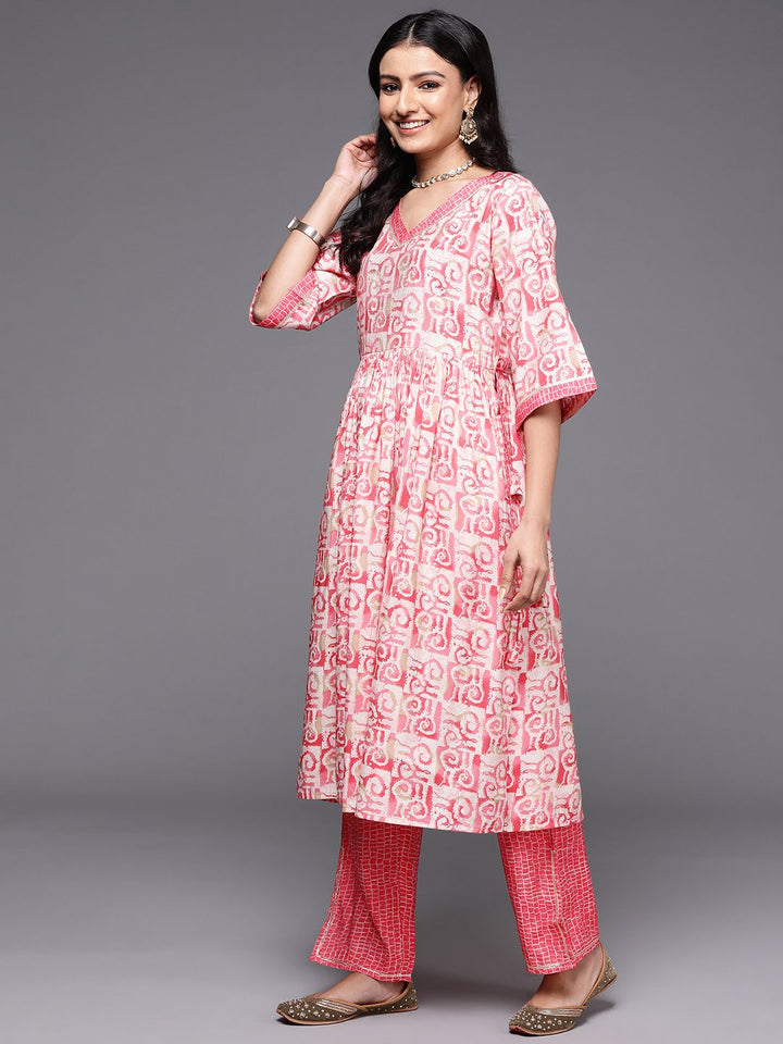 Libas Printed Pleated Gotta Patti Kurta with Palazzos & Dupatta