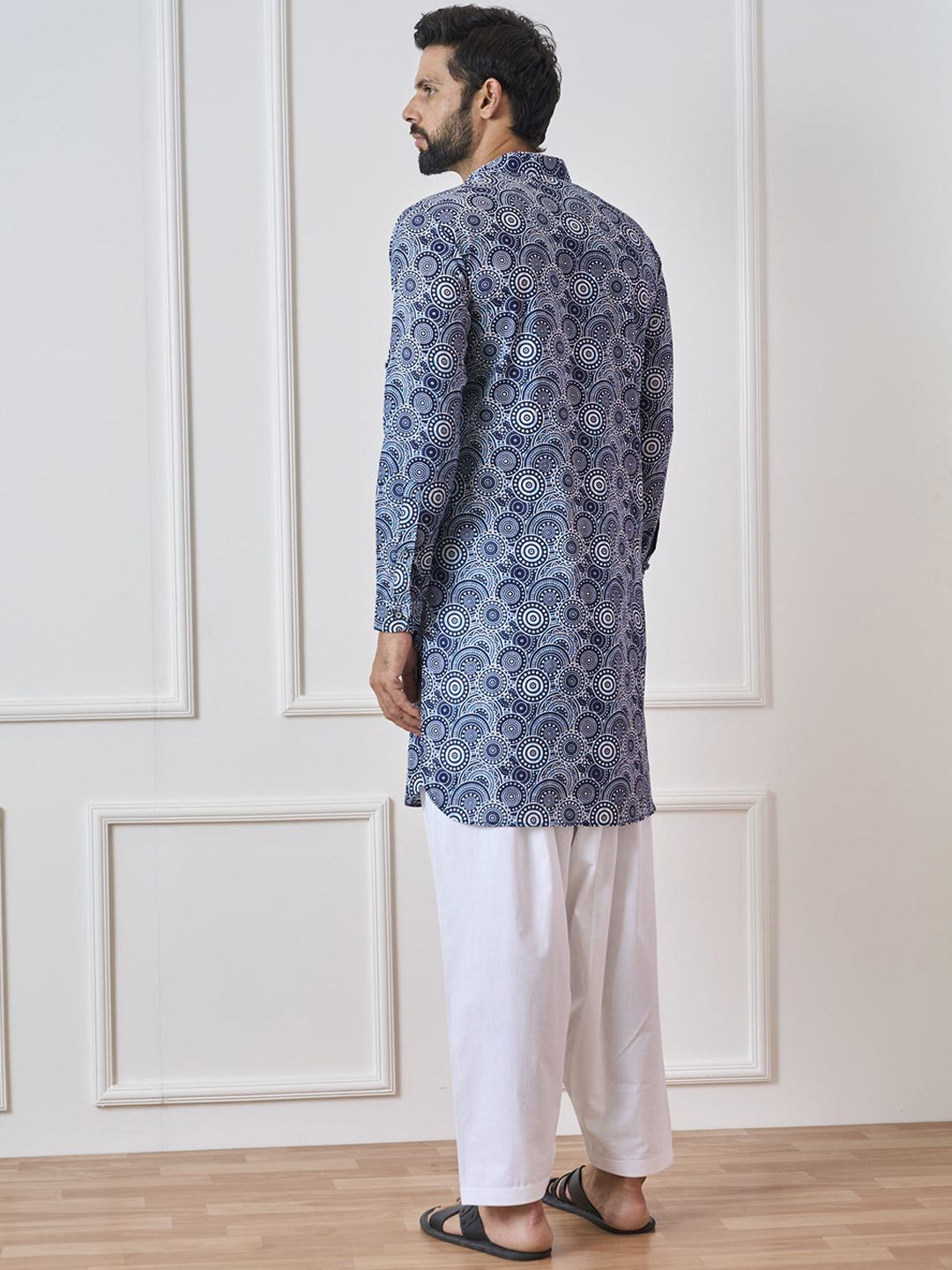 See Designs Shirt Collar Ethnic Motifs Printed Pathani Pure Cotton Kurta