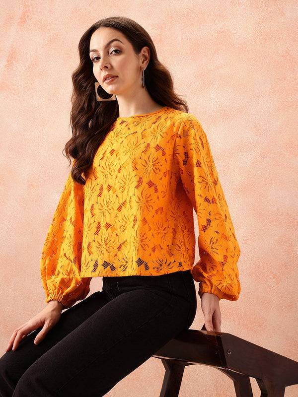 all about you Self Design Puff Sleeve Top