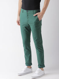 HIGHLANDER Men Teal Green Slim Fit Solid Chinos