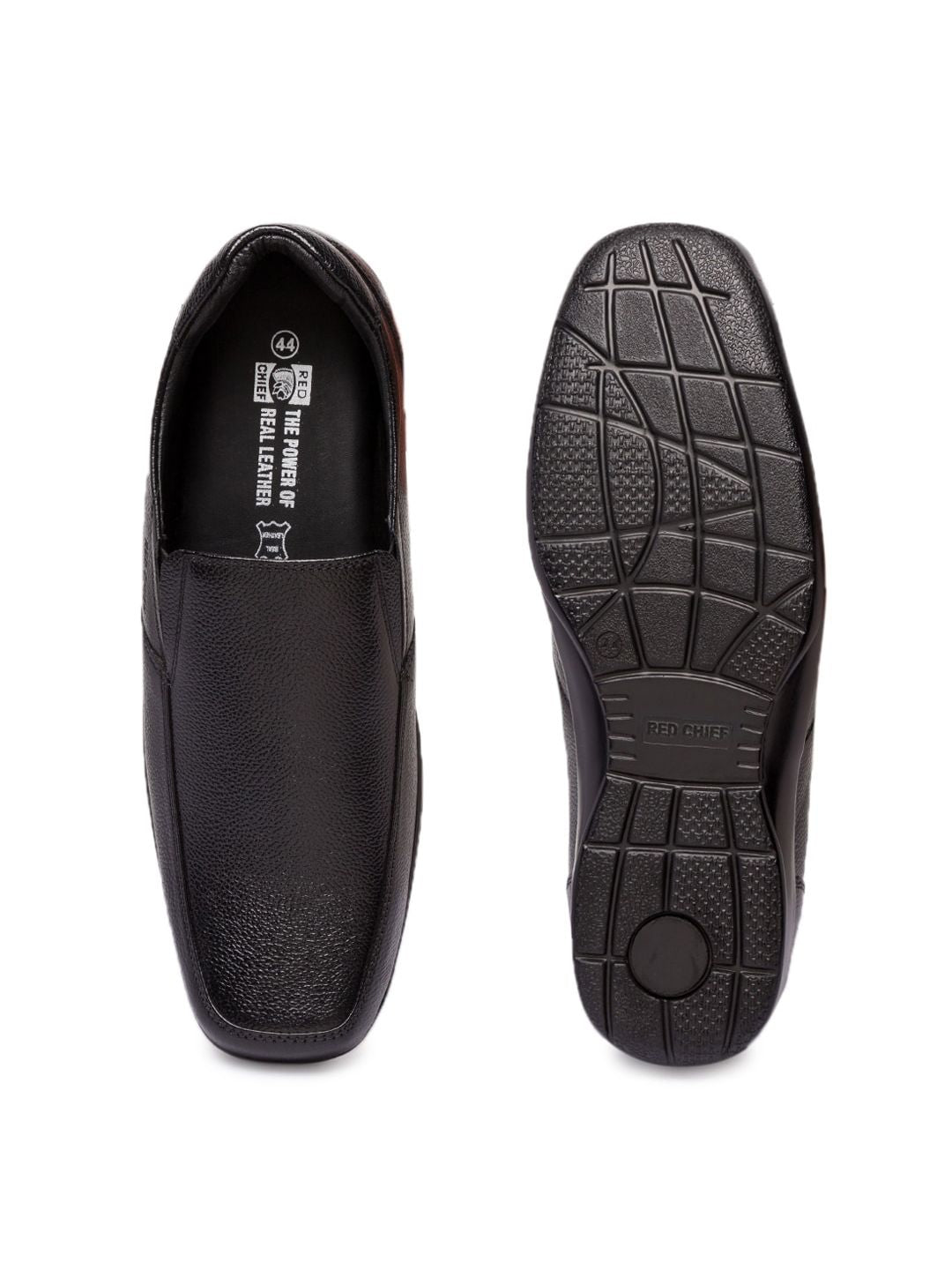 Red Chief Men Black Leather Formal Slip-on Shoes