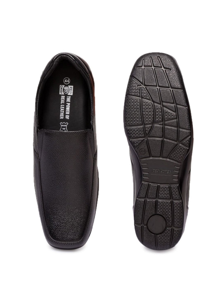 Red Chief Men Black Leather Formal Slip-on Shoes