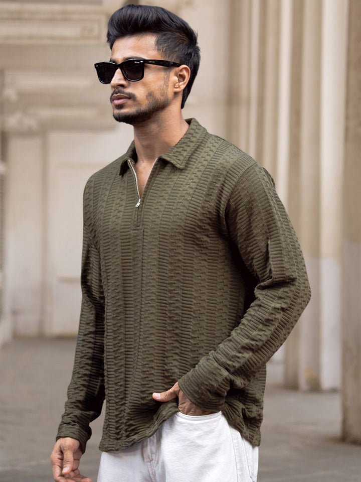 Powerlook Men Horizontal Stripes Opaque Casual Shirt