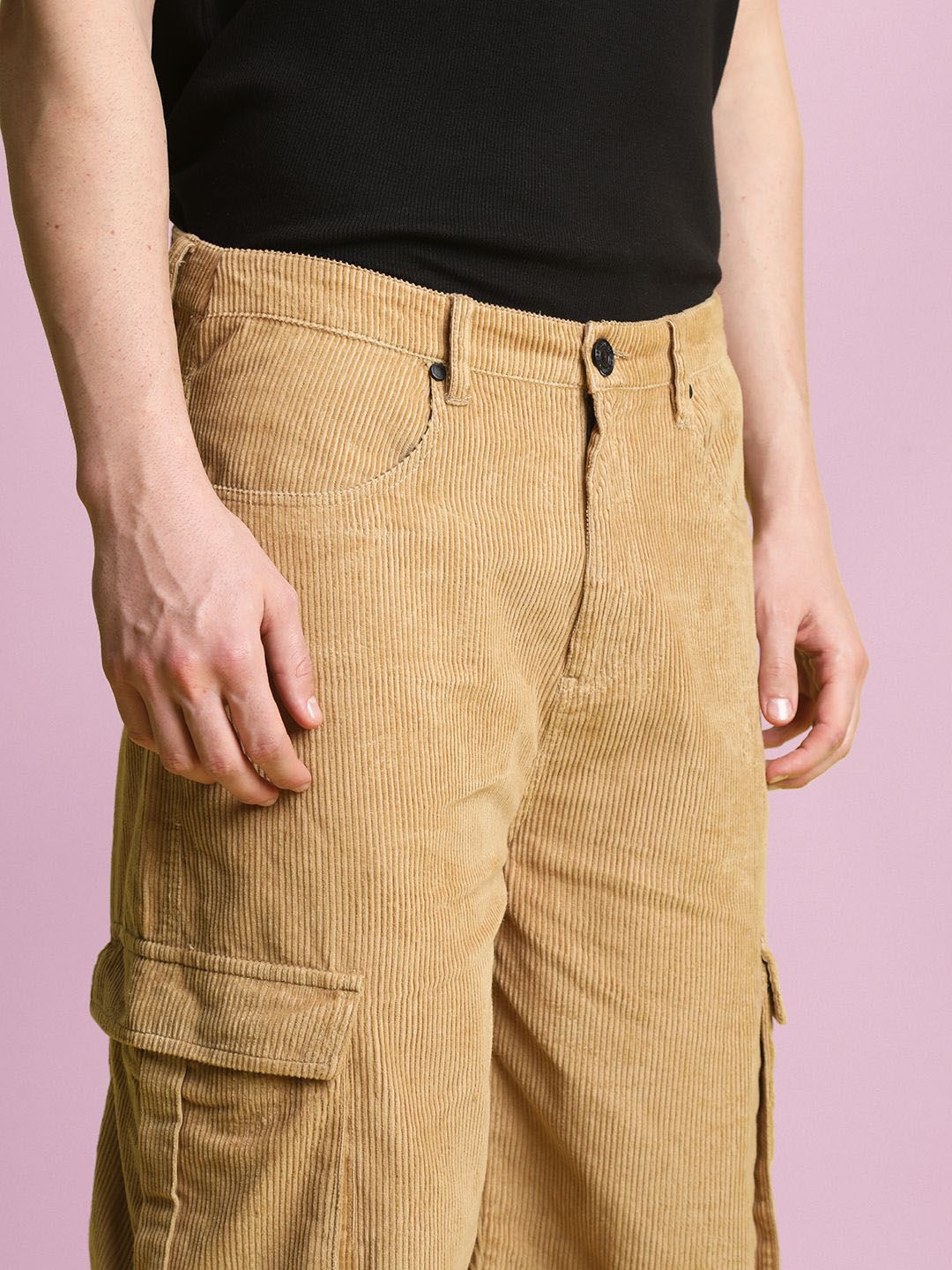 Bene Kleed Men Cotton Mid-Rise Baggy Fit Pleated Cargos Trouser