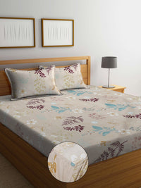 Myntra Elegant Homes Multicoloured Floral 300 TC King Bedsheet with 2 Pillow Covers