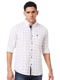 SPYKAR Slim Fit Windowpane Checks Opaque Cotton Casual Shirt