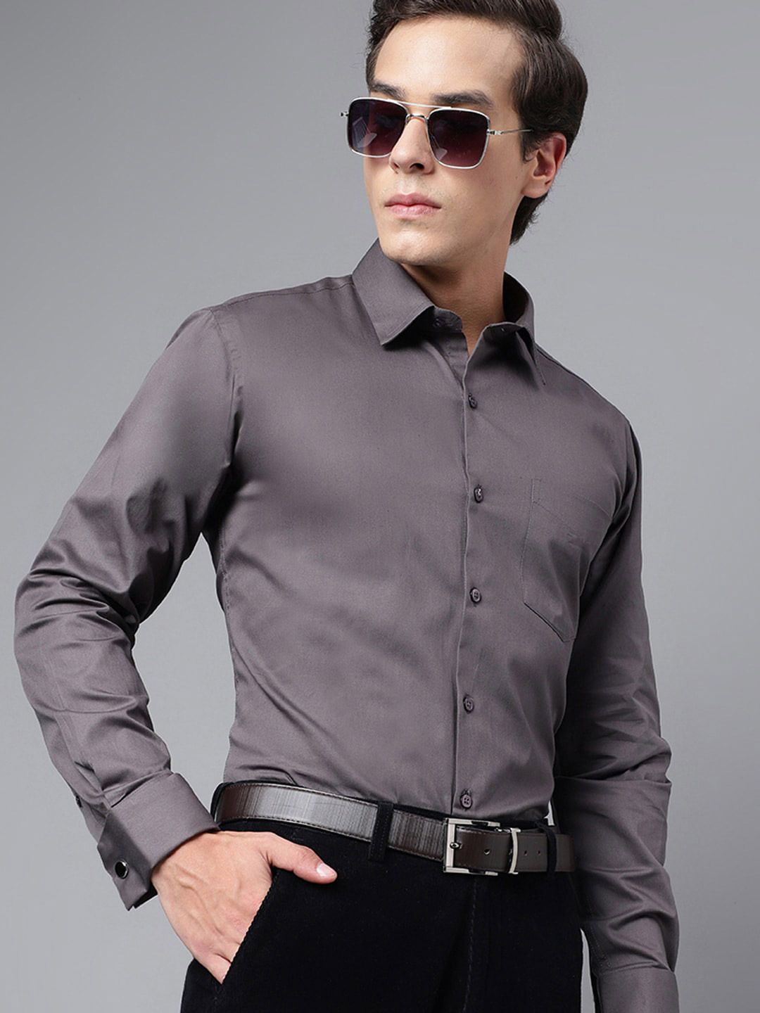 Hancock Modern Chest Pocket Slim Fit French Cuff Opaque Cotton Formal Shirt