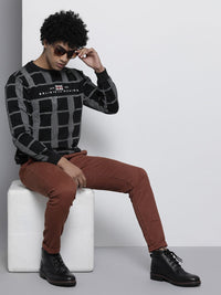 The Indian Garage Co Men Black Checked Sweatshirt