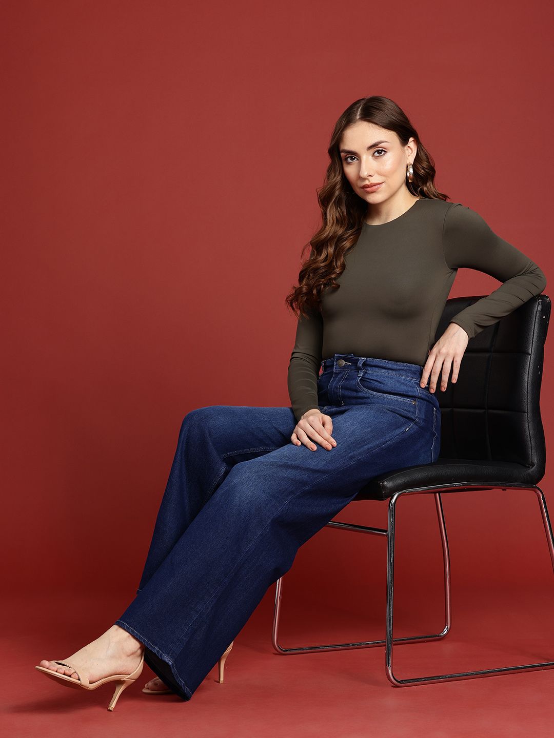 all about you Women Wide Leg Light Fade Stretchable Jeans