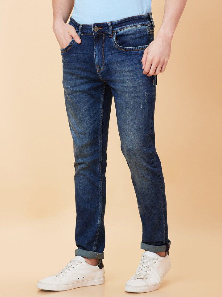 Being Human Men Skinny Fit Mid Rise Low Distress Heavy Fade Jeans