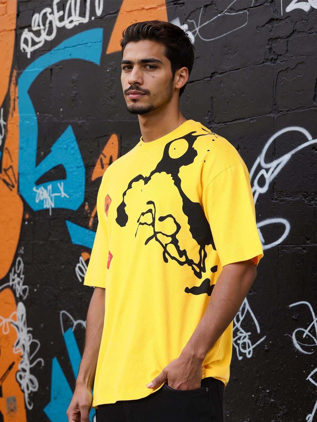 The Indian Garage Co Men Printed Pockets Boxy T-shirt