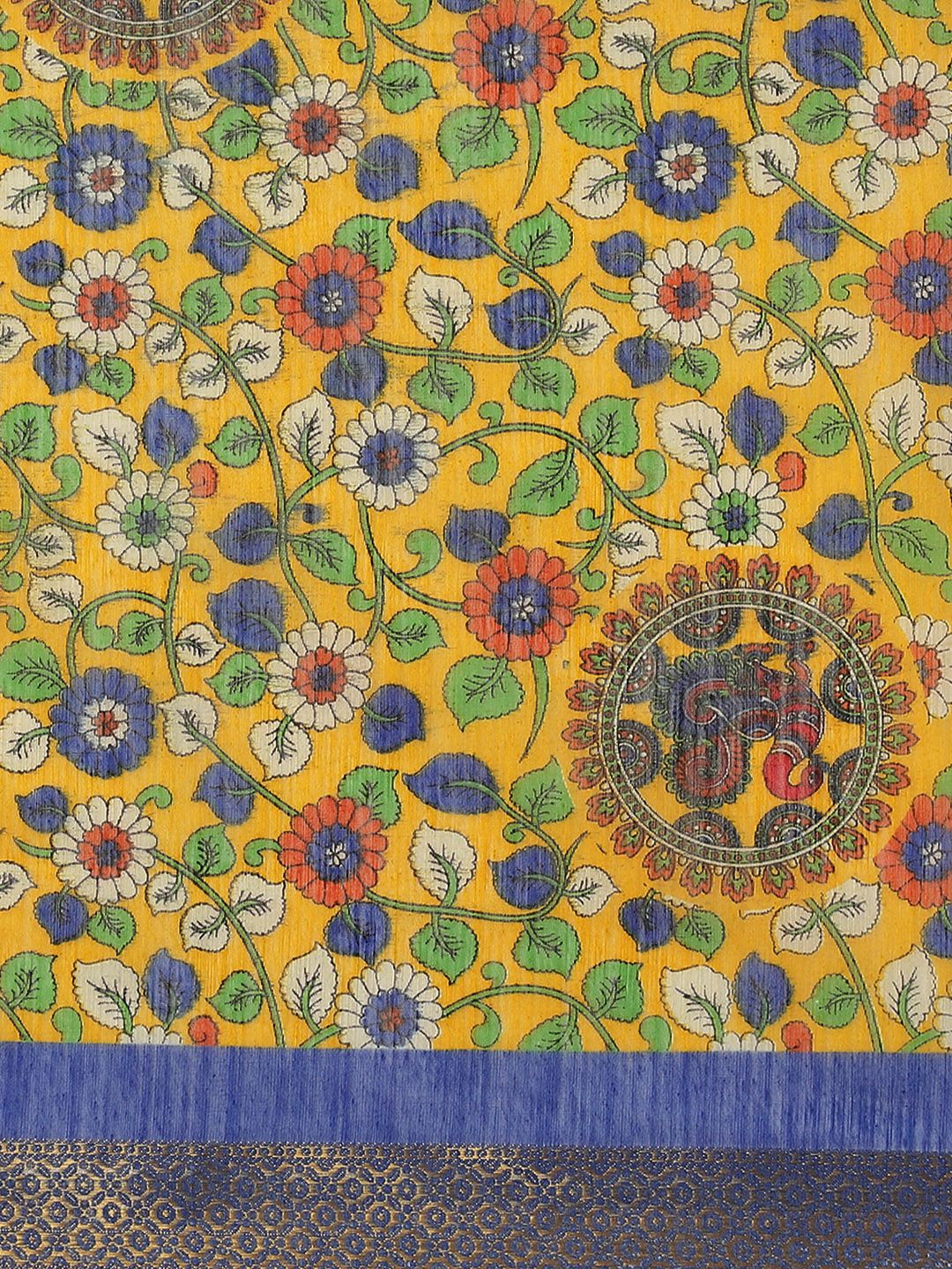 Saree mall Yellow & Blue Floral Sarees