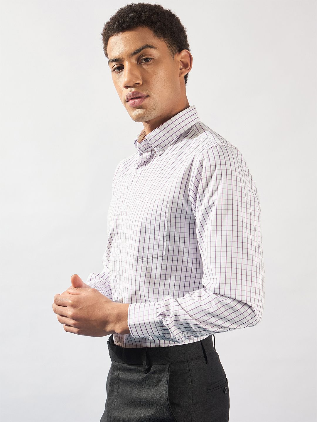 DENNISON Men Smart Micro Checks Formal Shirt