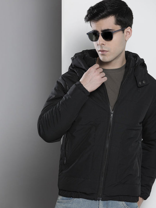 The Indian Garage Co Men Zip-Front Bomber Jacket with Detachable Hood