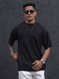Powerlook Men Solid Oversized Round Neck T-shirt