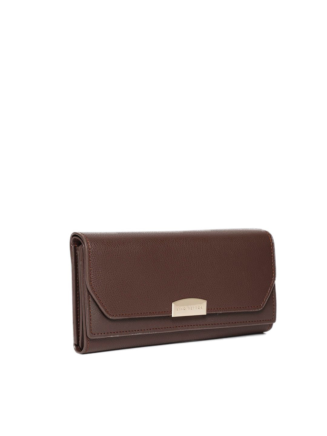 Lino Perros Women Brown Solid Three Fold Wallet