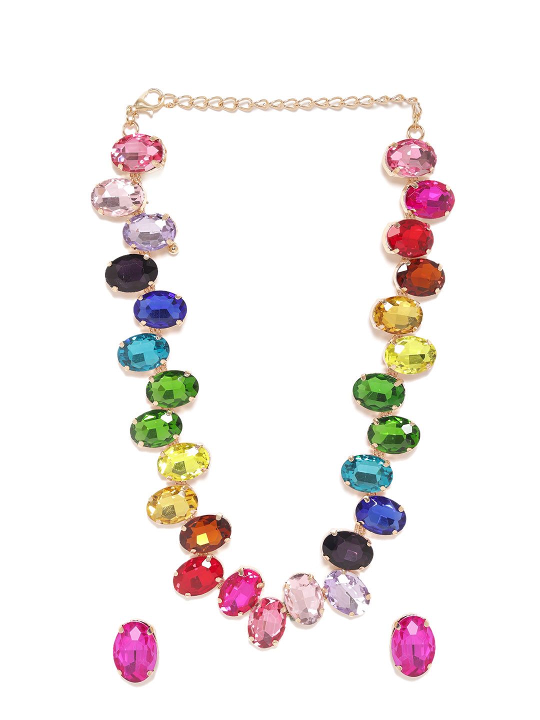 Rubans 18K Gold Plated Multicolor Crystal AD Gemstone-Studded Jewellery Set