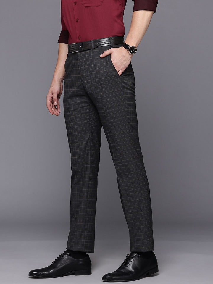 Raymond Men Checked Regular Fit Formal Trousers