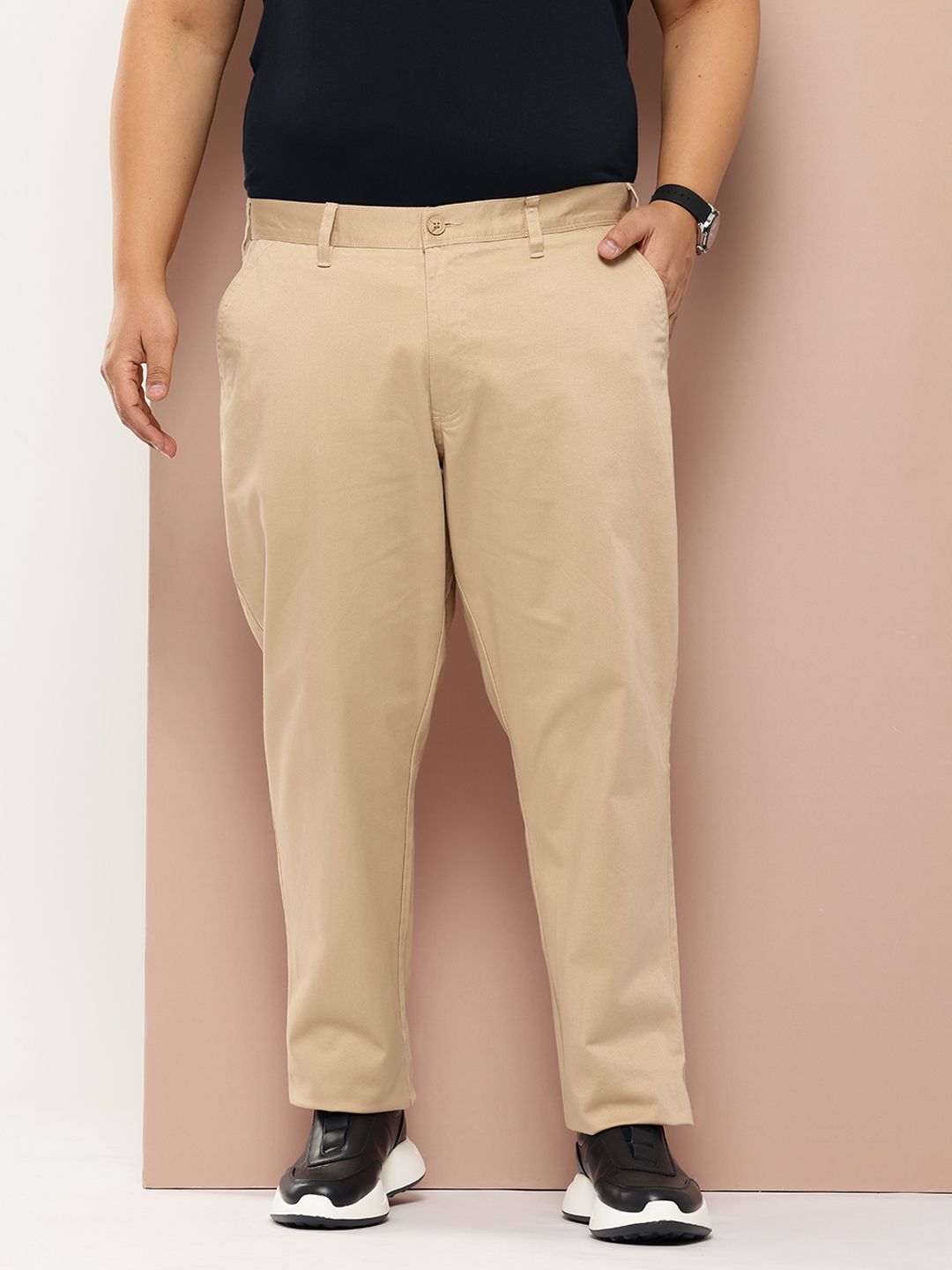 Thomas Scott Men Plus Size Straight Fit Easy Wash Chinos Trousers
