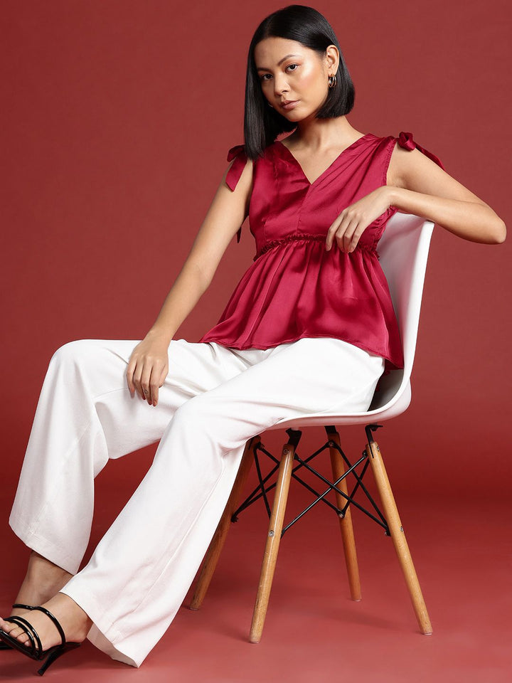 all about you Satin-Finish Cinched Waist Top