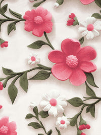 KLOTTHE Cream & Pink Floral Printed Dilengkapi 300 TC King 7D Cadar Dengan 2 Sarung Bantal