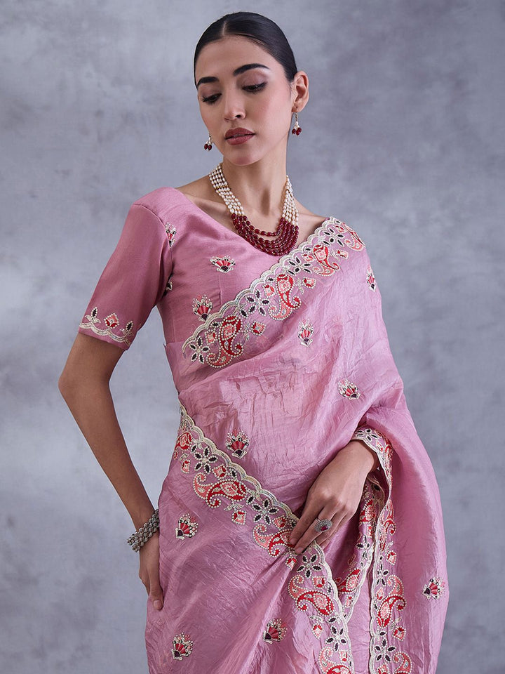 Saree mall Embellished Sequinned Tissue Heavy Work Sarees