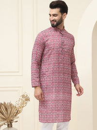 SOJANYA Men Black & Grey Ethnic Motifs Printed Cotton Kurta