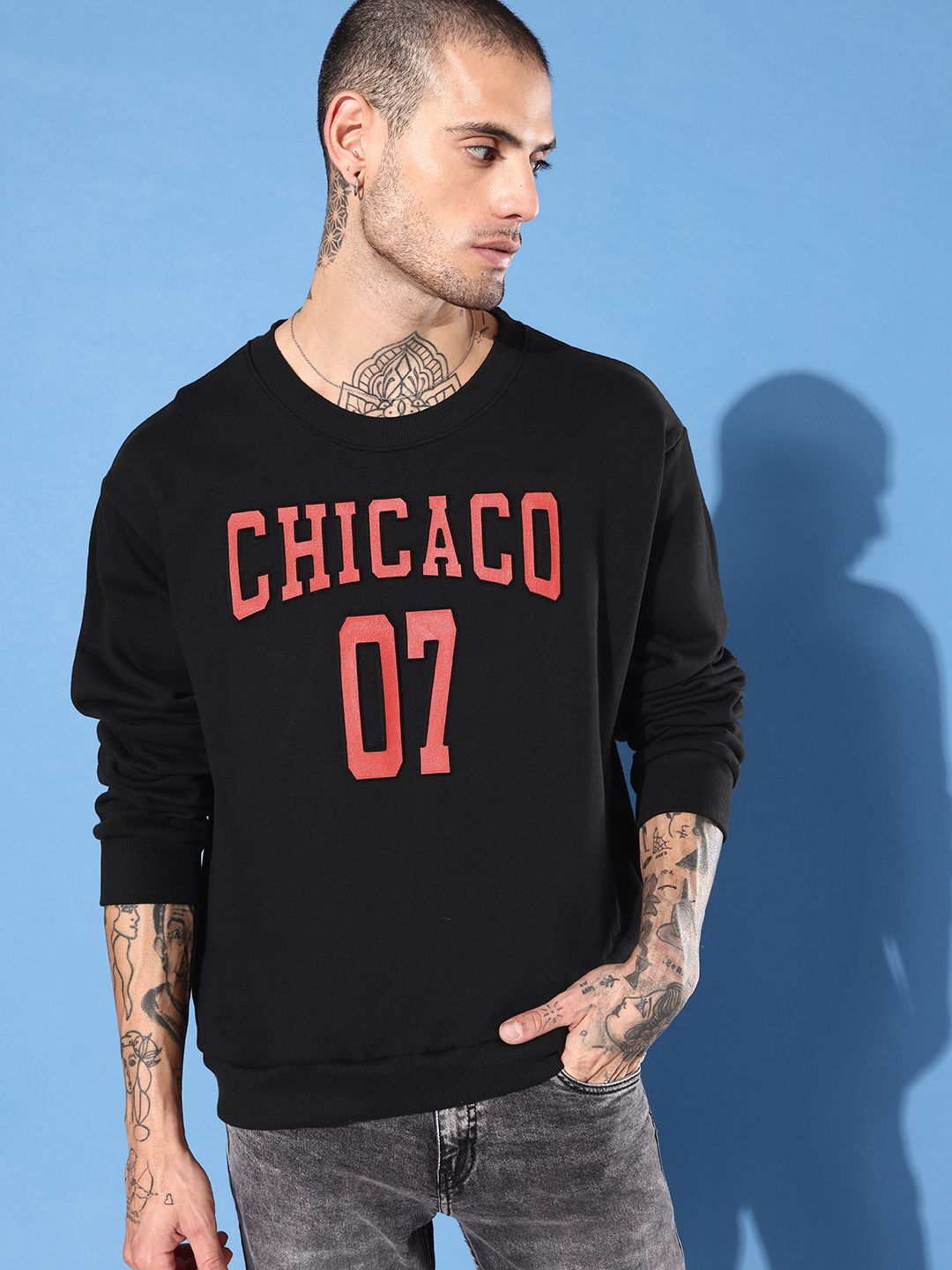 DILLINGER Men Typography Printed Oversized Sweatshirt