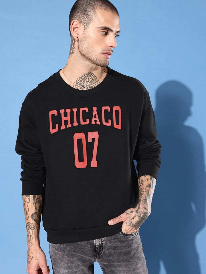 DILLINGER Men Typography Printed Oversized Sweatshirt